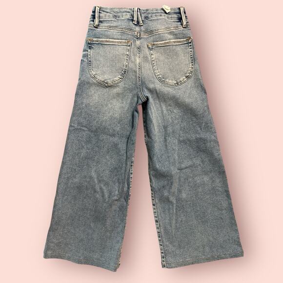 Good American Good Waist Denim High Rise Palazzo Crop Jeans Wide Leg Barrel Sz 4 - Picture 4 of 4